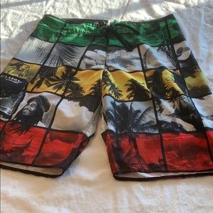 RARE bob Marley x Billabong board shorts